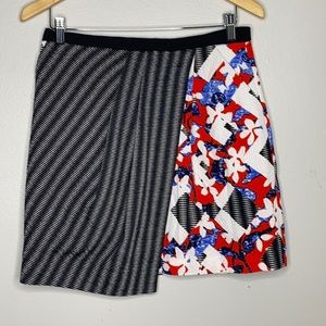 Peter Pilotto Target Red Floral Textured Skirt